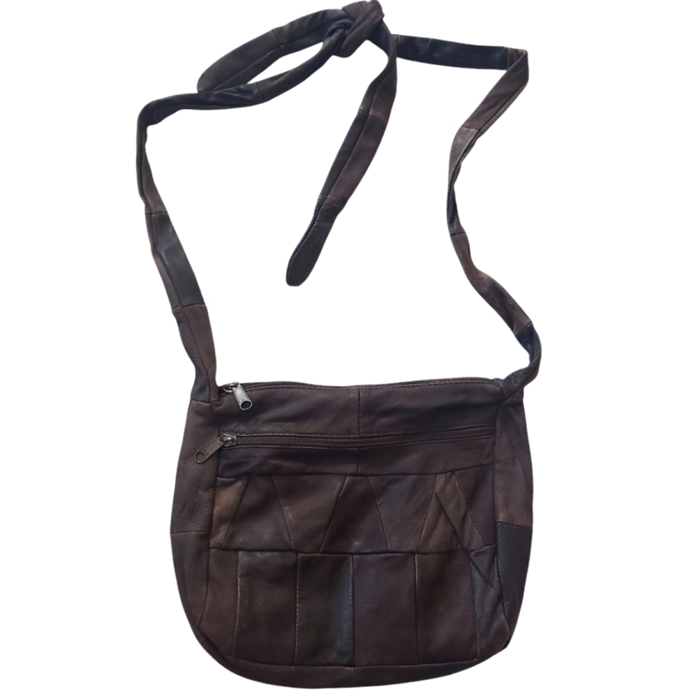 Vintage Sarah Patchwork Leather Tie Shoulder Bag Purse